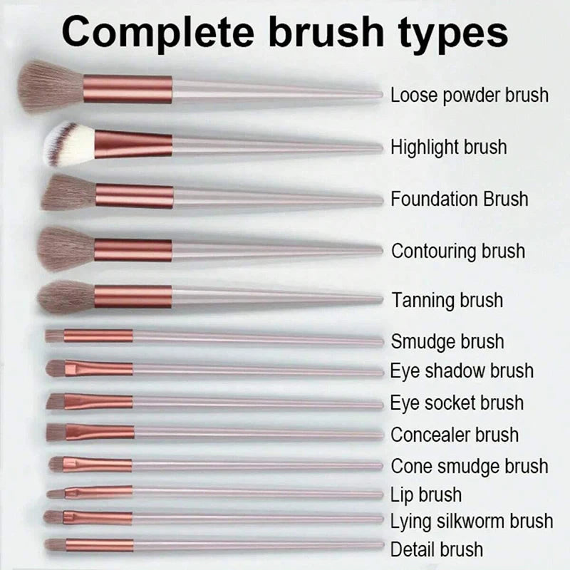 13 Pack Makeup Brush Set with Eye Shadow, Foundation, Blush & Cosmetic Tools in Bag