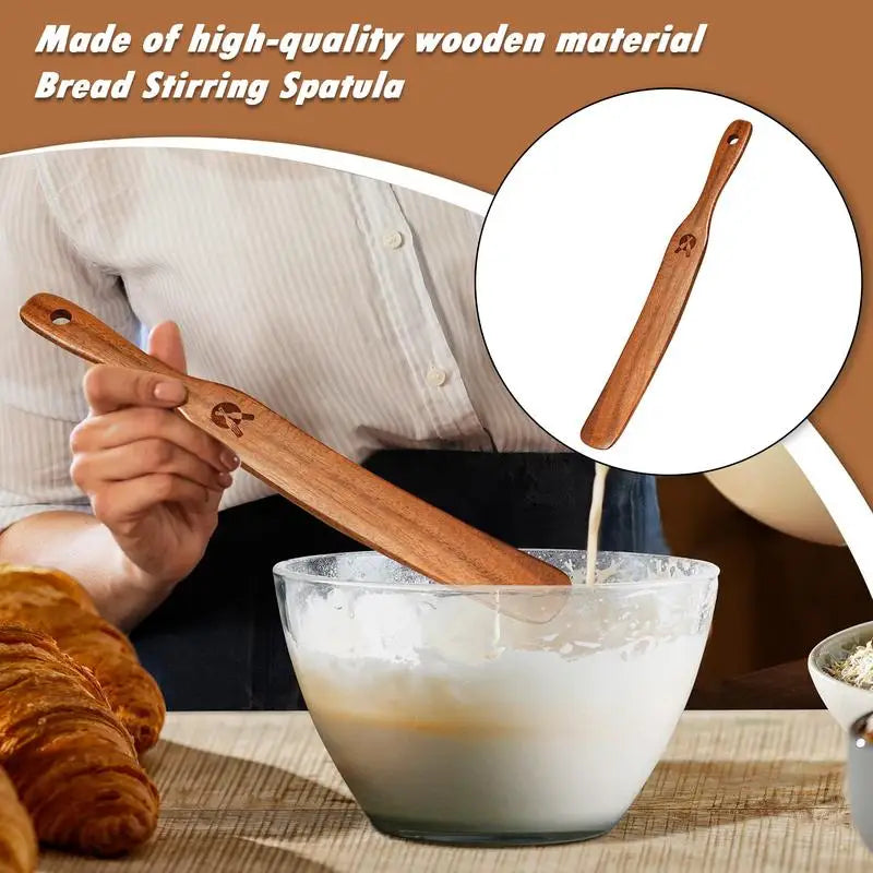 Wooden Sourdough Starter Mixer Stirring Spatula Kitchen Utensil - Eco-Friendly