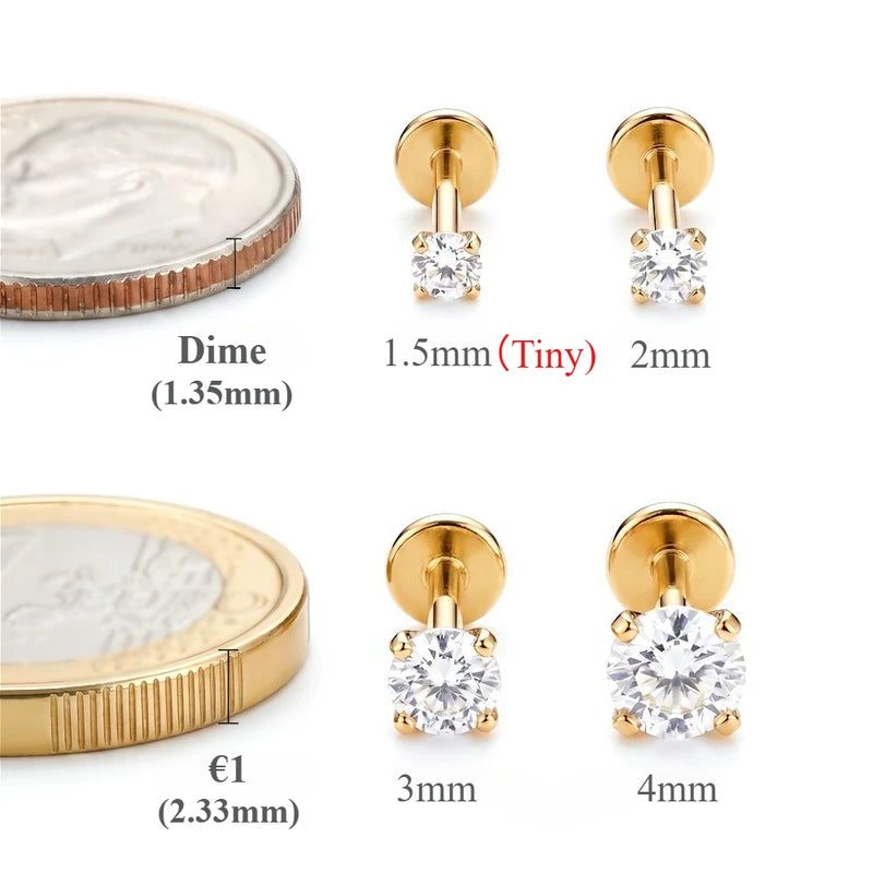 2/8PCS Stainless Steel Earring Nose Stud Cartilage Piercing Jewelry for Women