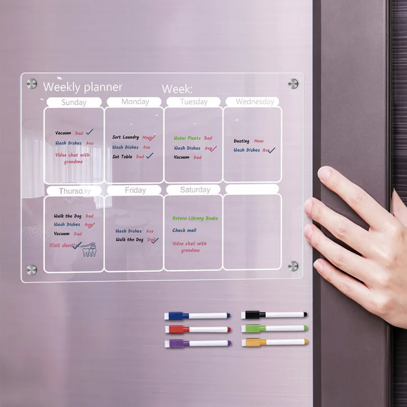 Magnetic Weekly Planner Whiteboard Calendar for Refrigerator & Metal Surfaces