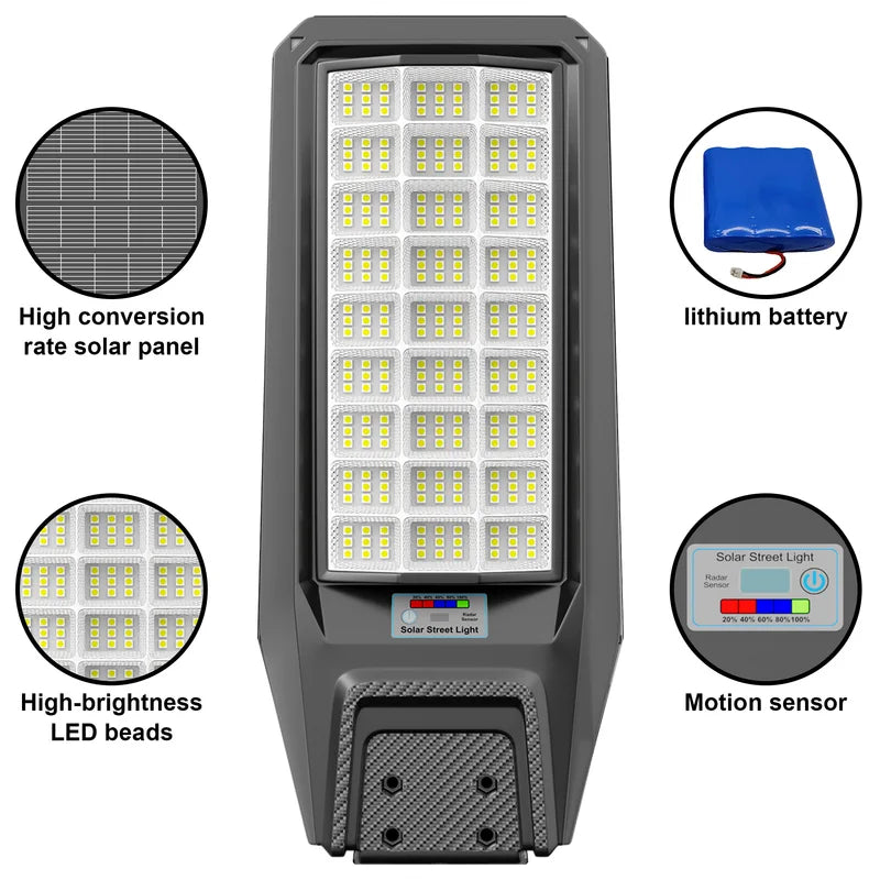 8000W Outdoor Waterproof Solar Light with Motion Sensor Remote Timer Bright Mode