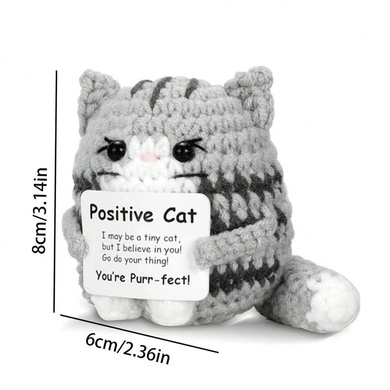 Emotional Support Crochet Cat Mini Animal Plush Toy Gift for Women Men Kids