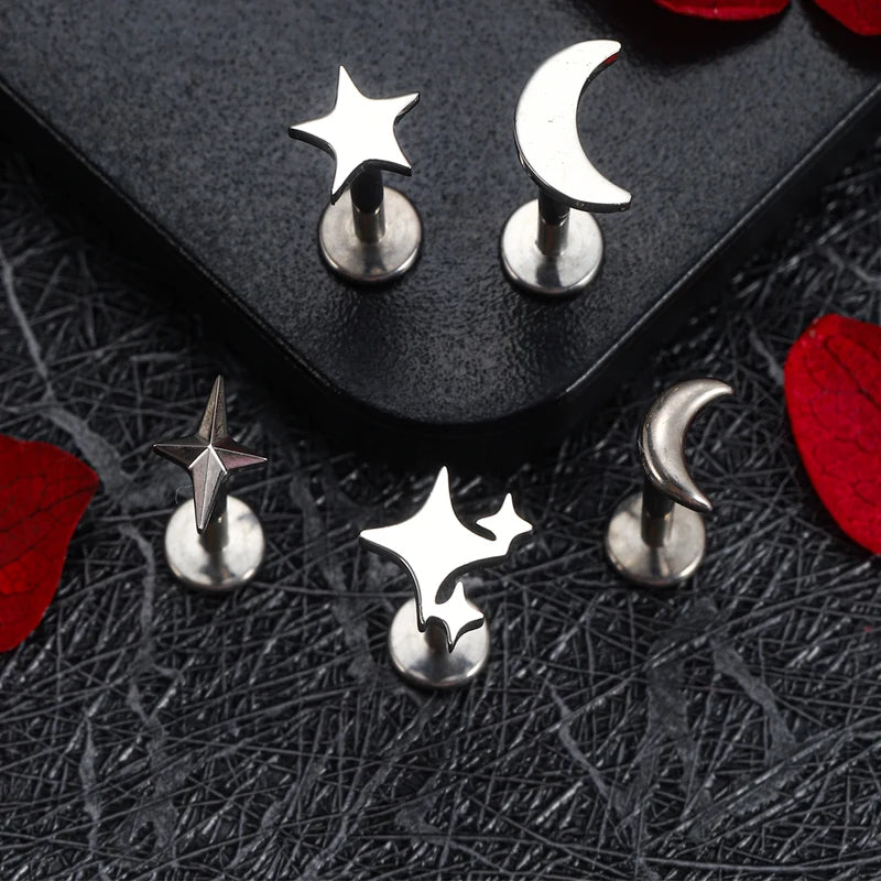 Implant Grade ASTM F136 Titanium Nose & Body Piercing Jewelry 16G Labret Lip Ear Studs