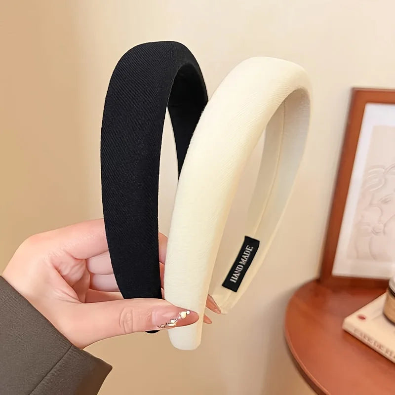 Solid Color Sponge Headband for Women and Girls - Wide Edge Hair Band