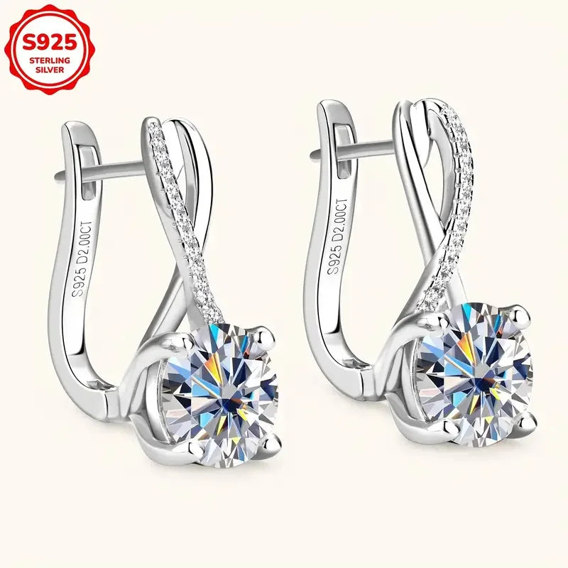 Fashionable Moissanite Women's Earrings High-End Jewelry Gift