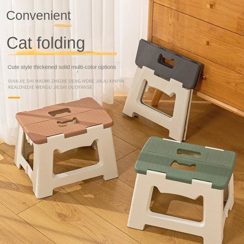 Foldable Portable Stool for Indoor & Outdoor Use - Plastic Folding Chair with Foot Pedal