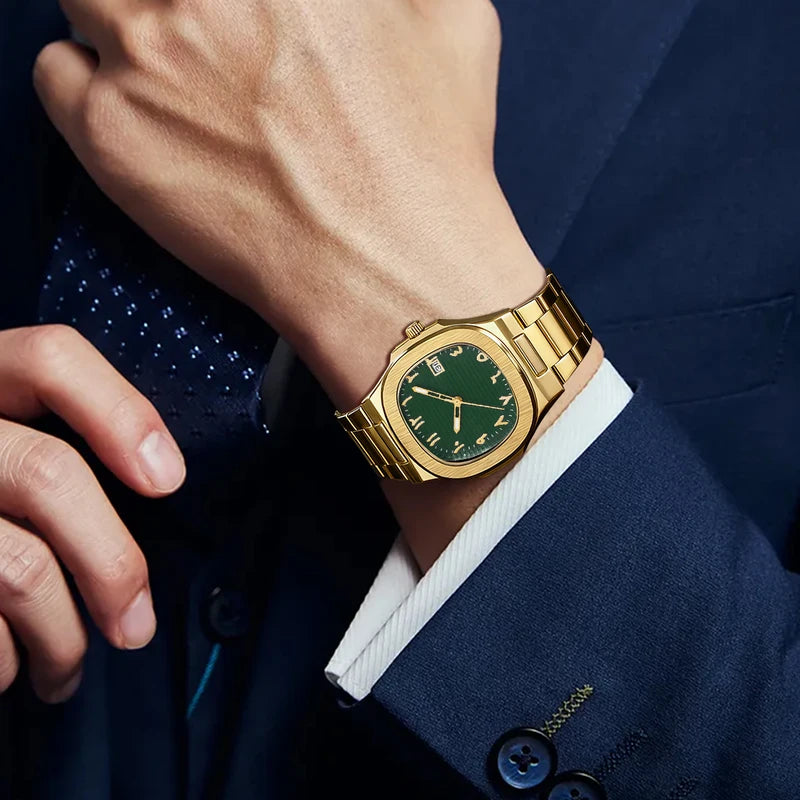 Men's Minimalist Round Quartz Watch Set with Alloy Band for Daily & Formal Wear
