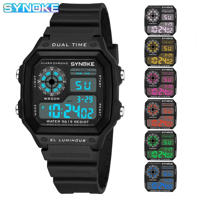 Digital Sports Watch Men Women Waterproof Multifunctional Luminous Wristwatch