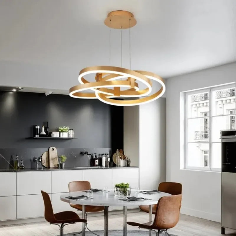 Modern Geometric LED Pendant Light for Dining Living Room Kitchen Bedroom Dimmable Lamp