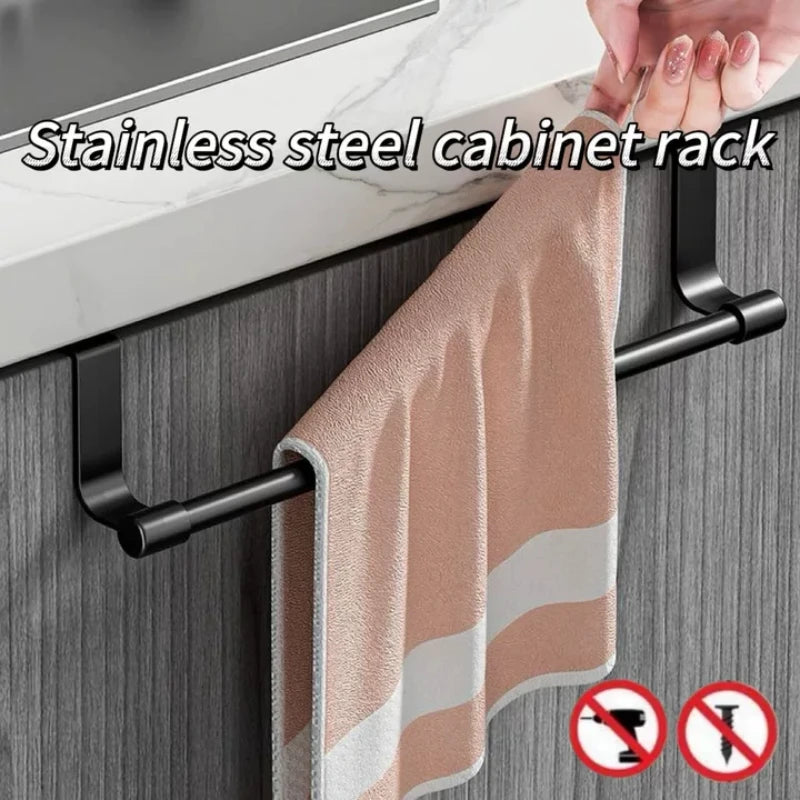 Stainless Steel Over Door Towel Rack for Bathroom Kitchen Storage Organizer