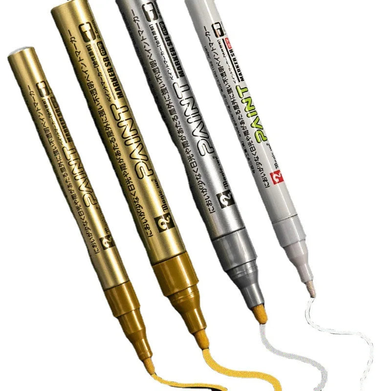 Metallic Silver & Gold Permanent Marker Pen Waterproof for Ceramic Glass DIY Craft