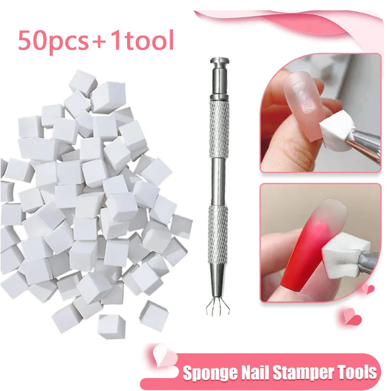 Nail Art Stamper Tools Set with Gradient Sponge and Dotting Pen for Manicure