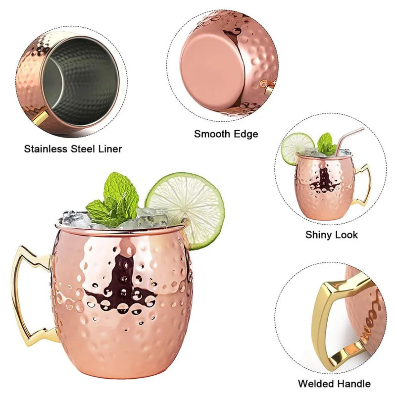Stainless Steel Moscow Mule Copper Mug - Retro Cocktail & Beer Cup