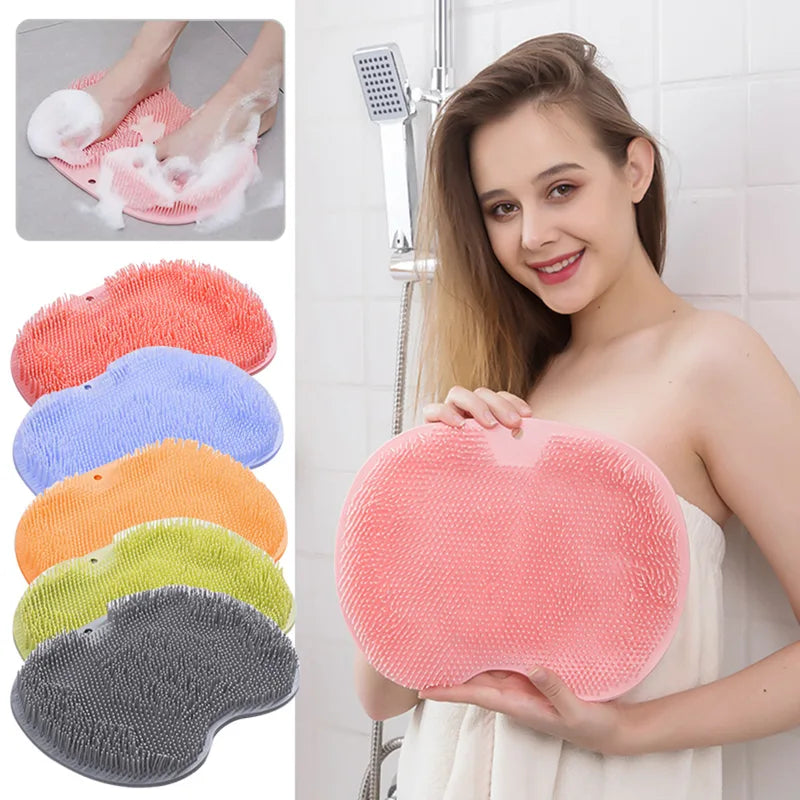 Silicone Foot Massage Pad Shower Mat Non-Slip Exfoliating Body Scrubber Wall Mount