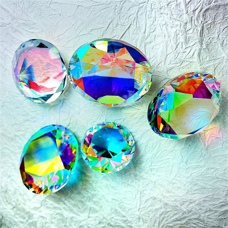 Rainbow K9 Crystal Prism Gemstone Tip Bottom Glass Decor for Wedding & Home