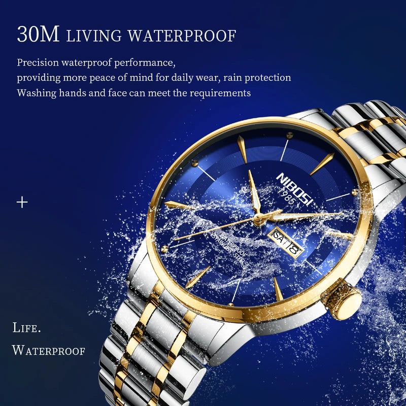 Luxury Quartz Men’s Waterproof Luminous Watch with Date & Week Display
