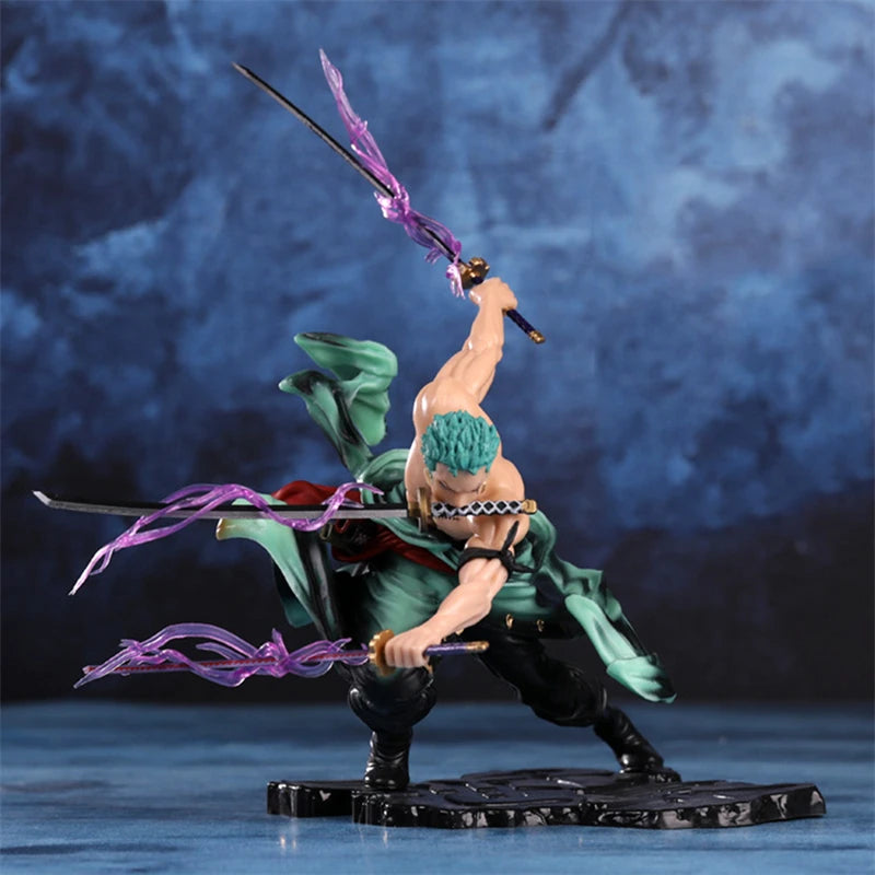 Anime 10CM Action Figure Toys - Roronoa Zoro Three-Blade PVC Collectible Figurine