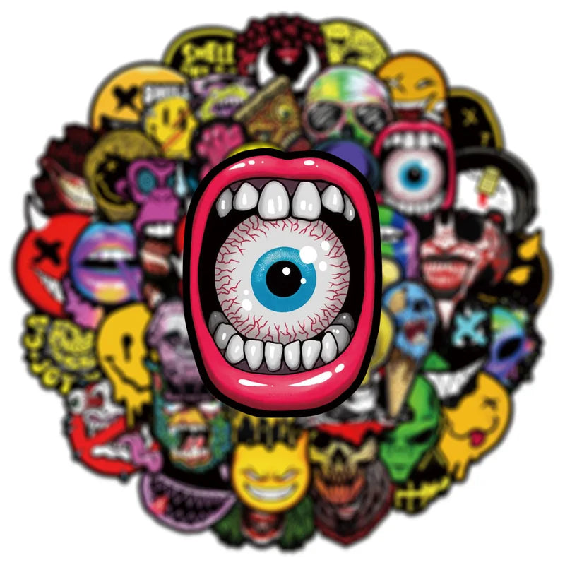 Halloween Horror Face Graffiti Stickers for Scooters, Helmets & Cars - Waterproof Set