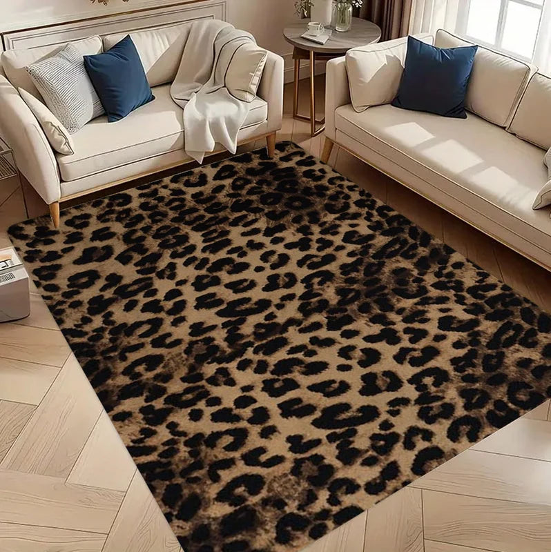 Non-Slip Washable Leopard Print Carpet for Living Room & Bedroom