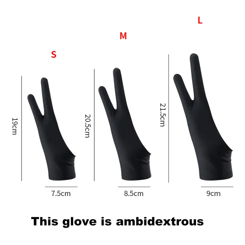 Two-Finger Anti-Touch Gloves for Digital Tablets and Art Drawing - Multiple Colors