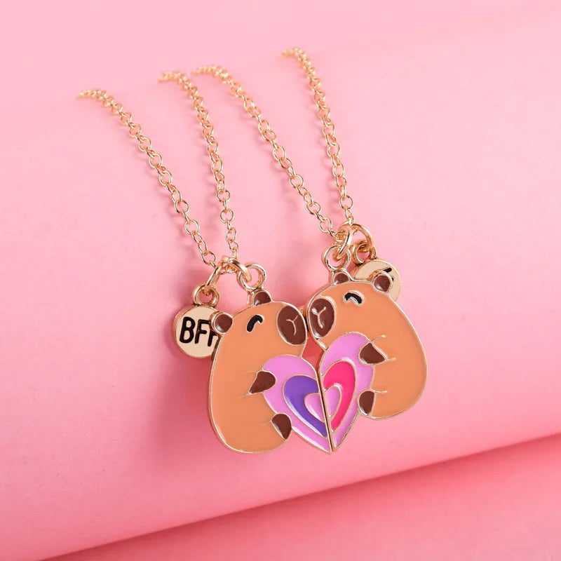 Cute Heart-Shaped Friendship Necklace Set for Girls - Best Friend Gift, Multiple Metal Colors