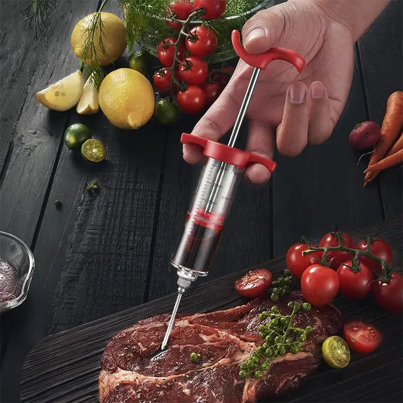 Meat Injector Syringe Kit with 3 Stainless Steel Marinade Needles for BBQ, Turkey, Chicken