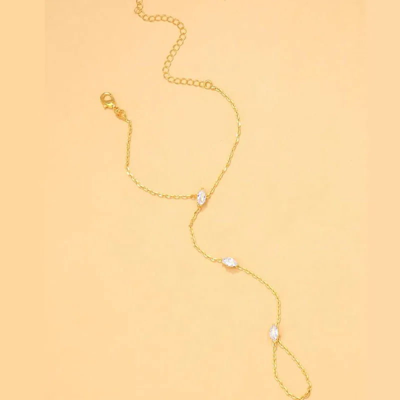 Bohemia Rhombus Crystal Chain Bracelet for Women Simple Thin Jewelry Gift