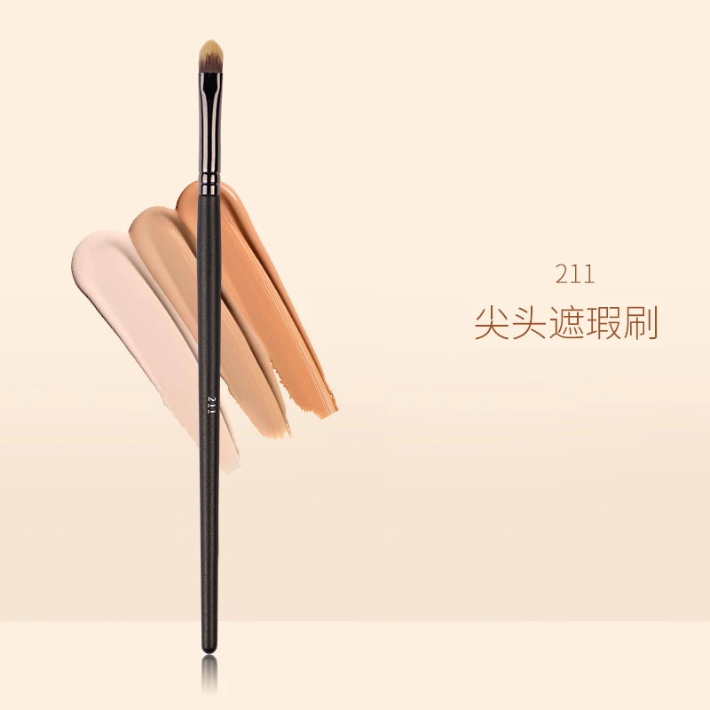Professional Grey Makeup Brush No. 211 Concealer Brush Fiber Hair Solid Wood Handle