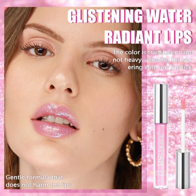 High-Shine Glitter Lip Gloss with Pearlescent Micro-Shimmers and Hydrating Formula