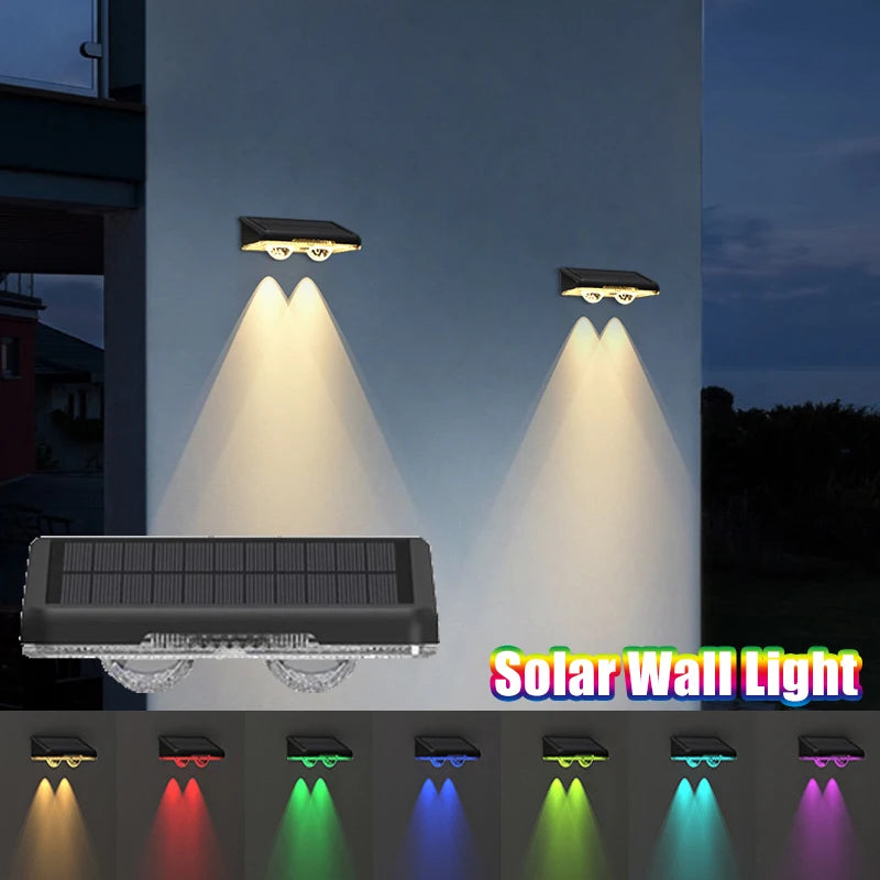 Outdoor Waterproof Solar Wall Light with RGB & Multi-Color Modes for Garden Fence Patio