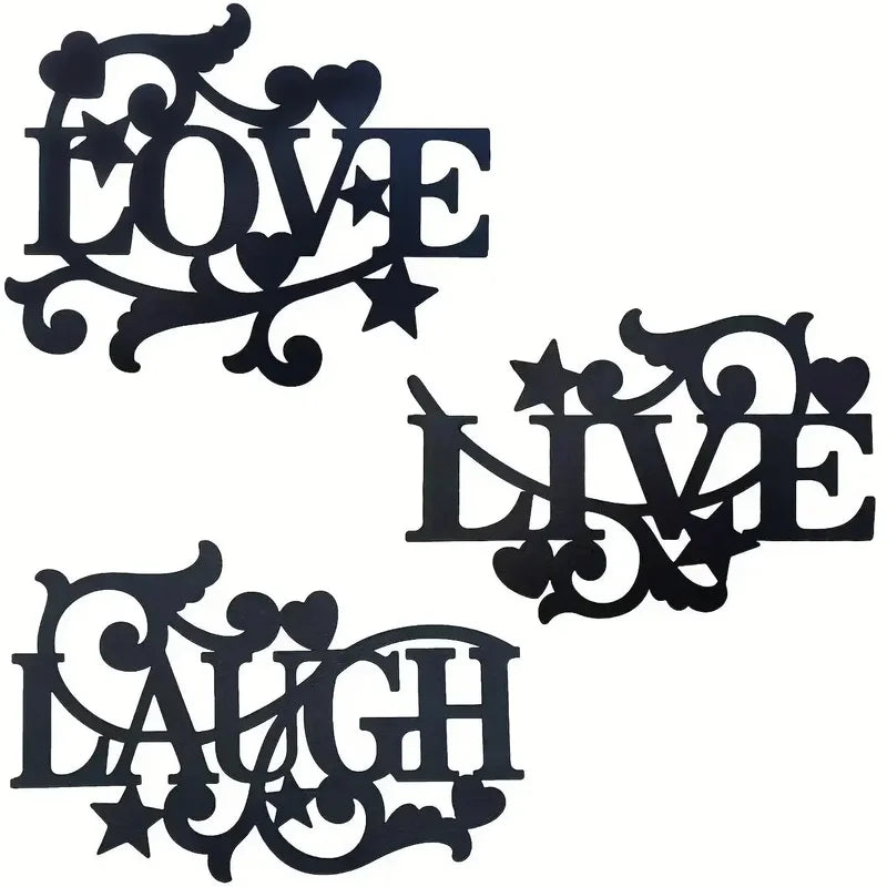 Themed Metal Wall Decor Set with Horse & Love Signs, Bathroom Ornament, Home Art