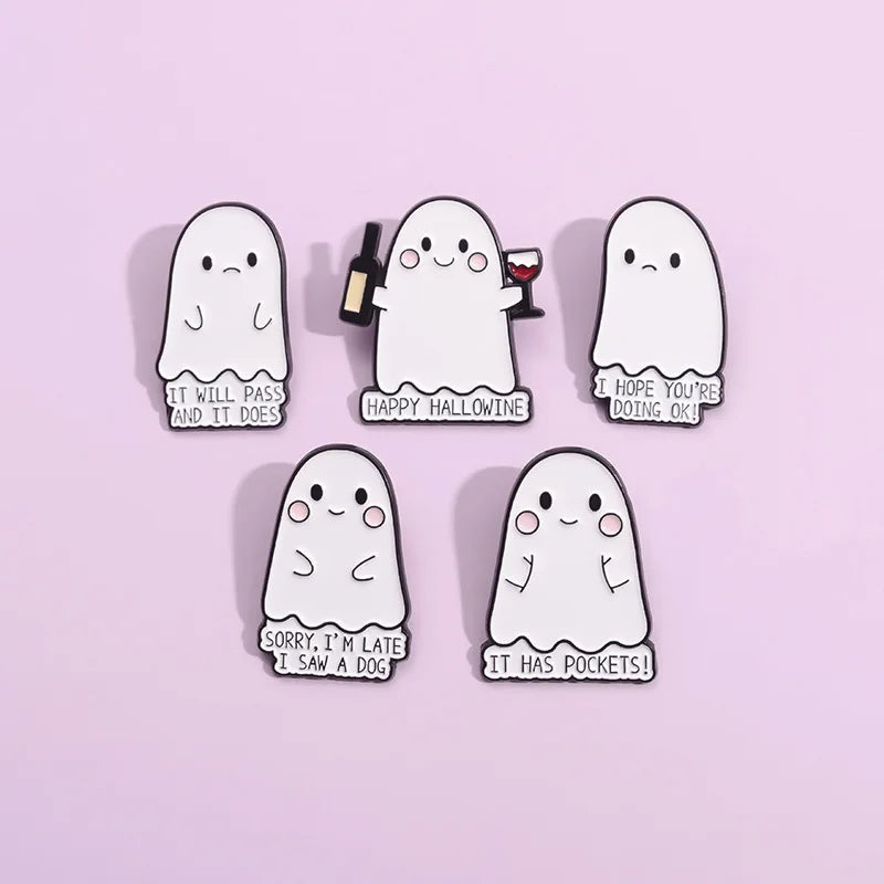 Halloween Skull Brooch Pin Set with Spooky Heart Couple Design Jewelry Gift