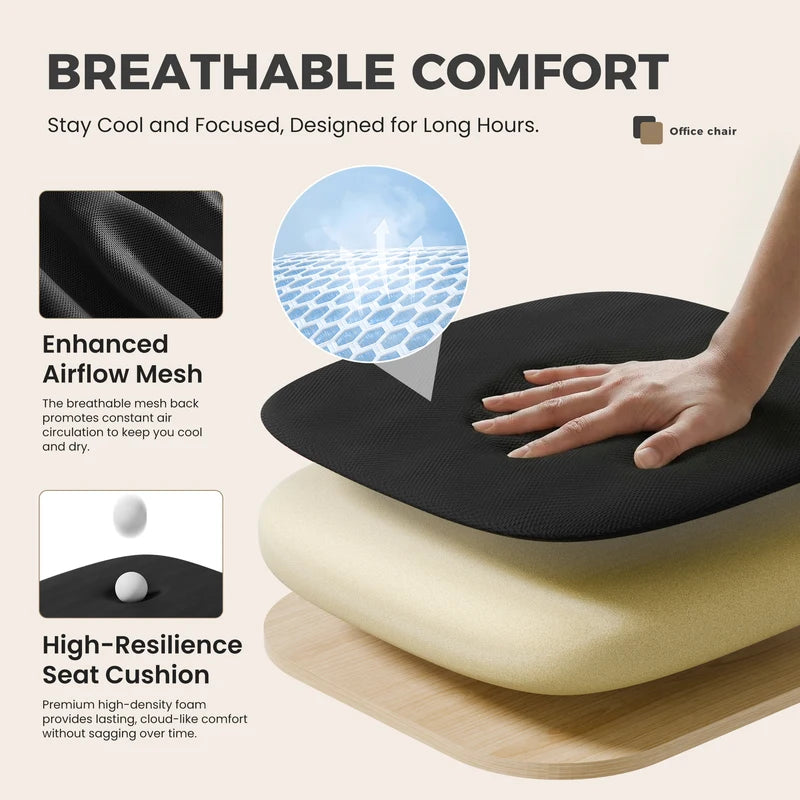 Ergonomic Office Desk Chair with Lumbar Support & Adjustable Height — Breathable Mesh, Rocking Mode, Fixed Armrest