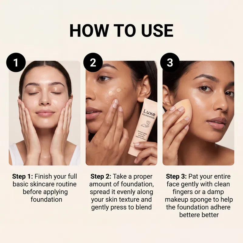 Temperature Changing Foundation Set Long Wear Liquid Makeup SPF 50 Natural Glow 30g