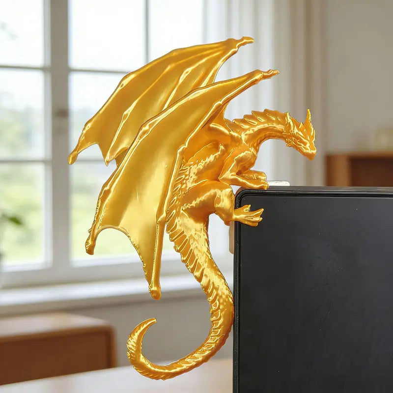 3D Printed Fantasy Dragon Monitor Edge Figurine Desk Decor Gift