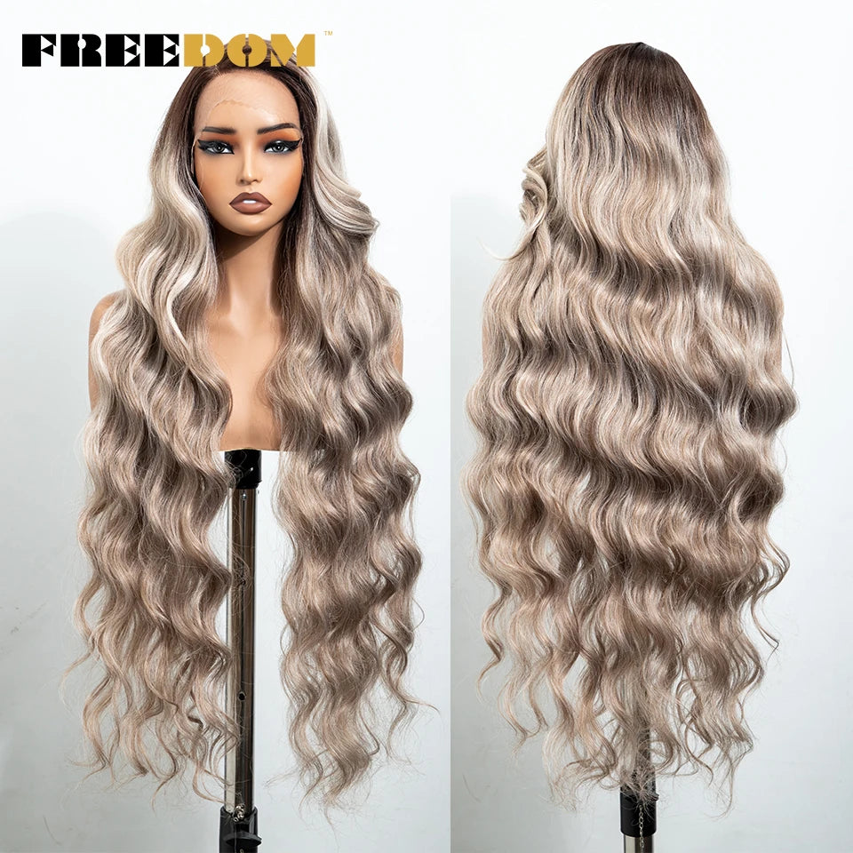 Long Wavy Synthetic Lace Front Wig for Black Women - 36 Inch Ombre Body Wave Daily Use