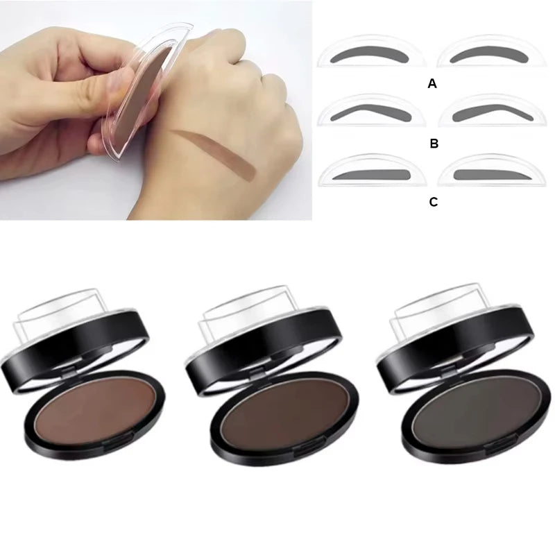 Eyebrow Powder Stamp Kit - Waterproof Eyebrow Stencil & Enhancer for Natural Look