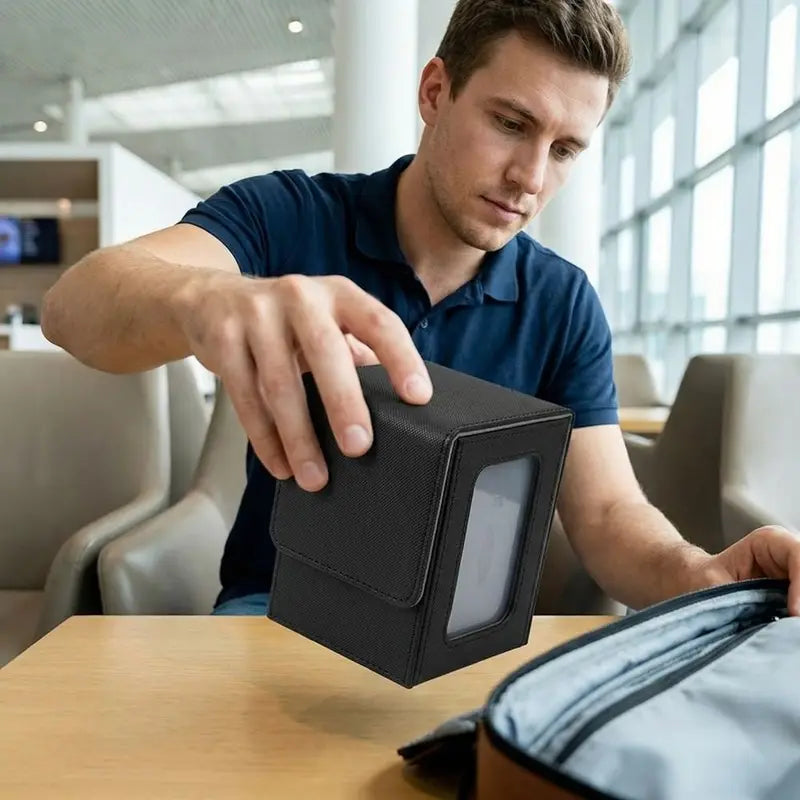 PU Card Storage Box with Magnetic Closure Moisture-Proof Collection Box