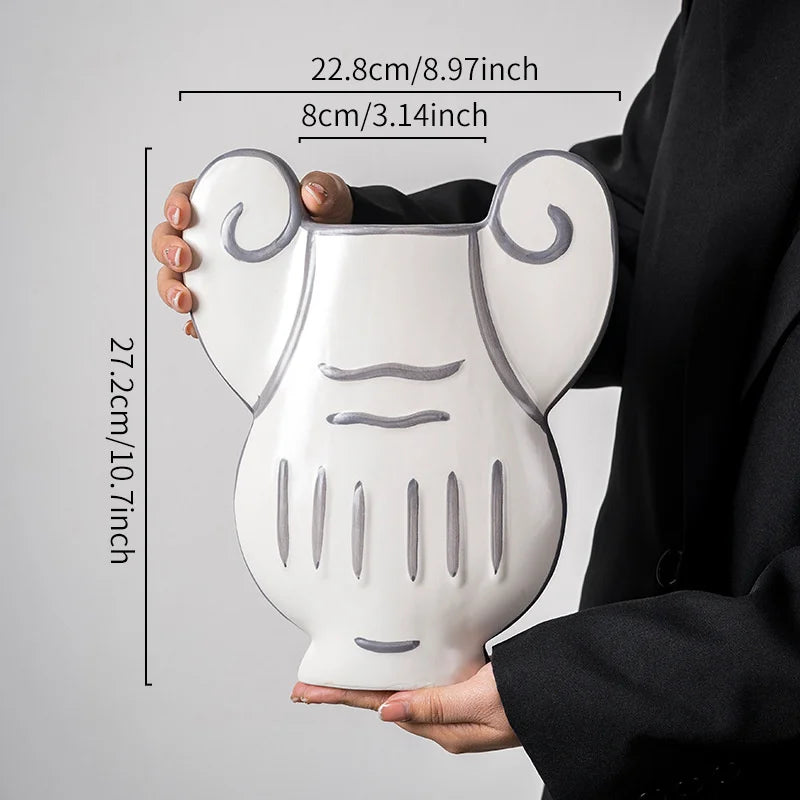 20cm Ceramic Vase Flower Pot Hand Painted Hydroponic Planter Home Decor