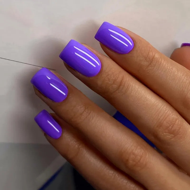 24P French Short Solid Color False Nails - Elegant Acrylic Fake Nail Tips