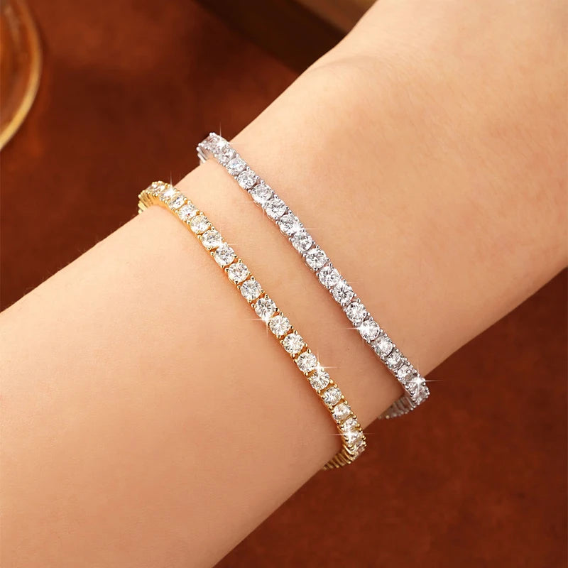 Moissanite Tennis Bracelet 14k Gold Filled Women Men Couples Sparkling Jewelry