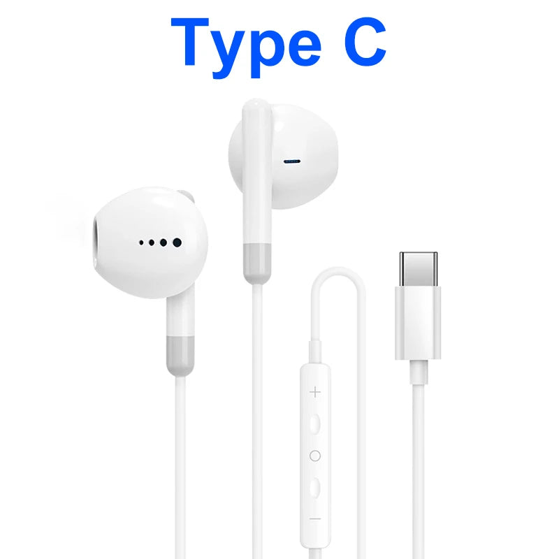 Wired In-Ear Headphones for Samsung Galaxy Phones - Compatible with Type-C & 3.5mm Jack