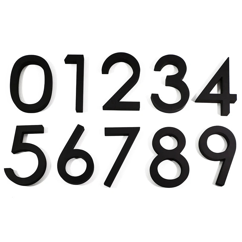 Modern Floating House Number Sign - Black Acrylic Outdoor Address Numbers 125mm