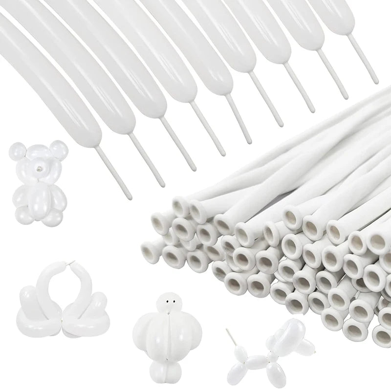 White Latex Balloons Kit for Party Decorations - 10/20/30pcs Long Twisting Balloons for Animal Models, Birthdays, Weddings