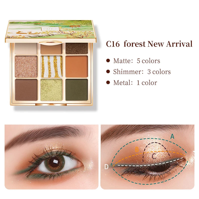 9 Shade Glitter Shimmer Matte Eyeshadow Palette - Waterproof, Long-Lasting & Vegan