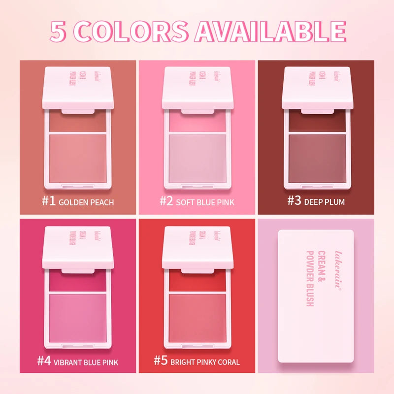 Cream & Powder Blush Duo - Long-Lasting Highly Pigmented Face Makeup