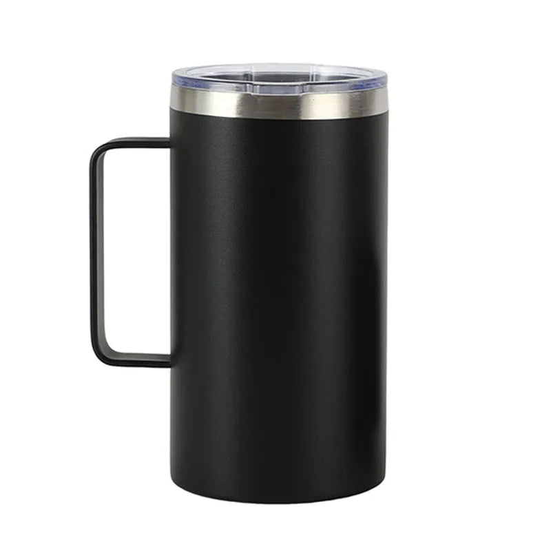 680ml Insulated Stainless Steel Coffee Mug with Handle and Leak-Proof Lid