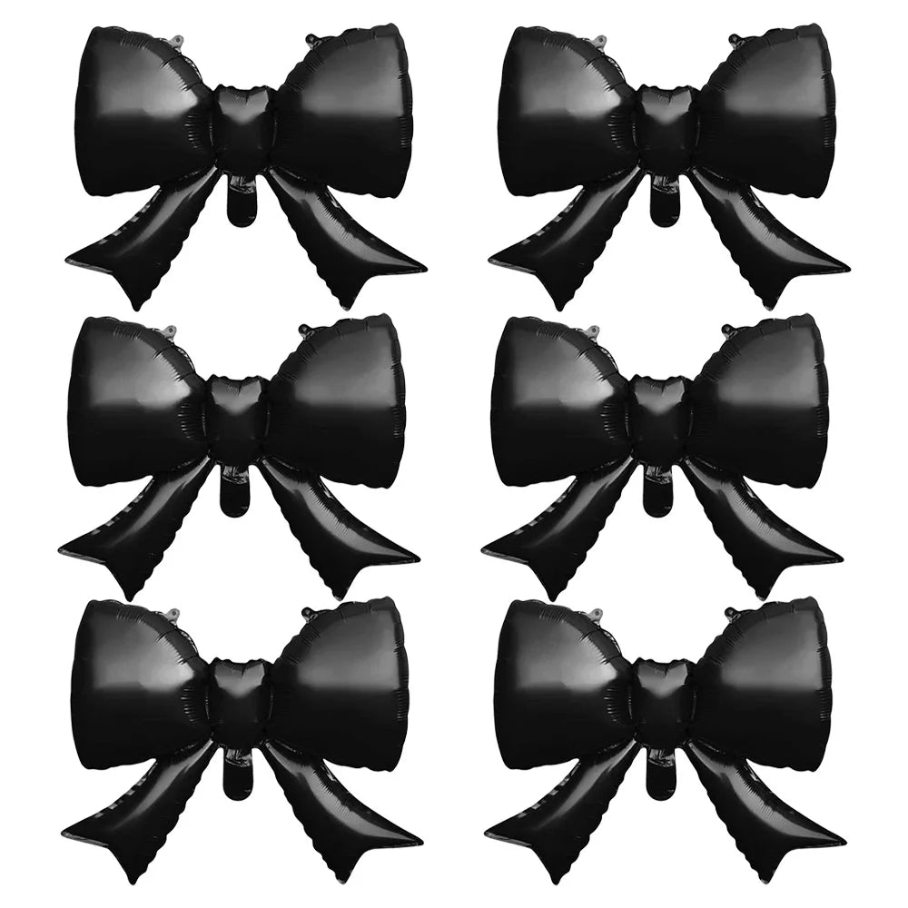 6 Pack 21-Inch Aluminum Foil Balloons with Bow Ties for Parties & Celebrations