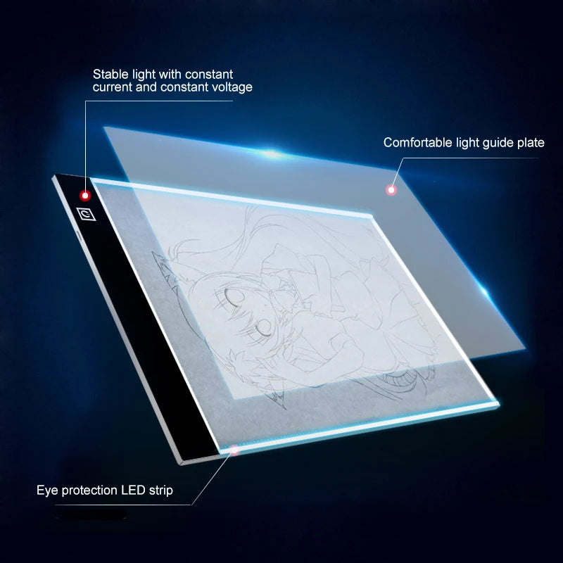 Dimmable LED Drawing Copy Pad Board for Kids Art & Creativity - A4 Size