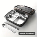 Leak-Proof Stainless Steel Lunch Box with 3/4 Compartments - Durable Bento Container for Work & School